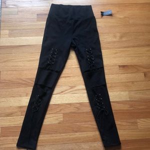Laced Up Black Leggings